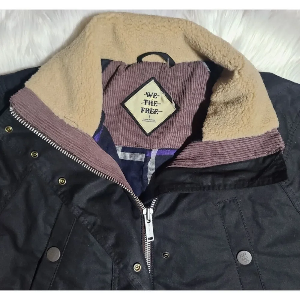Free People Black Utility Jacket with Cream Lining - Picture 11 of 14